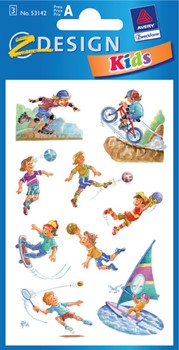 Z-Design 53142, Kids - Papier Sticker, Sportler, 3 Bogen