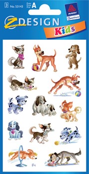 Z-Design 53143, Kids - Papier Sticker, Hunde, 3 Bogen