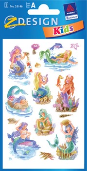Z-Design 53146, Kids - Papier Sticker, Meerjungfrauen, geprägt, 2 Bogen