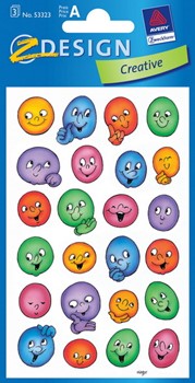 Z-Design 53323, Creative - Sticker aus bunt bedrucktem Papier Motiv Lustiges Gesicht, 3 Bögen