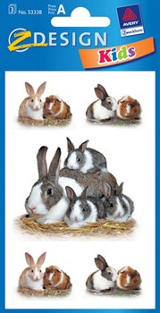Z-Design 53338, Kids - Sticker aus bunt bedrucktem Papier für Kids Motiv Hasenliebe, 3 Bögen