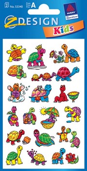 Z-Design 53340, Kids - Sticker aus Papier mit Glimmerstaub Motiv Schildkröten, 2 Bögen