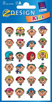 Z-Design 53367, Kids - Sticker aus bunt bedrucktem Papier Motiv lustiges Gesicht, 3 Bögen