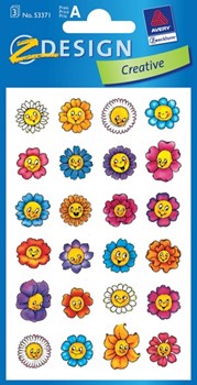 Z-Design 53371, Creative - Sticker aus bunt bedrucktem Papier Motiv Blumengesichter, 3 Bögen