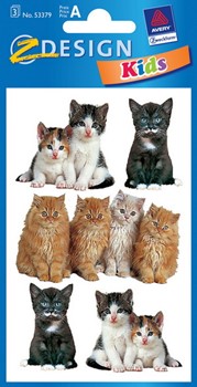 Z-Design 53379, Kids - Sticker aus bunt bedrucktem Papier Motiv Katzenfoto, 3 Bögen