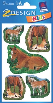 Z-Design 53388, Kids - Sticker aus bunt bedrucktem Papier für Kids Motiv Pferdefoto, 3 Bögen