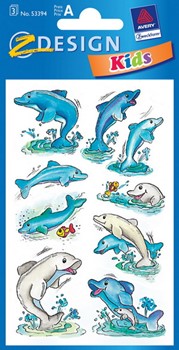 Z-Design 53394, Kids - Sticker aus bunt bedrucktem Papier für Kids Motiv Delphine, 3 Bögen