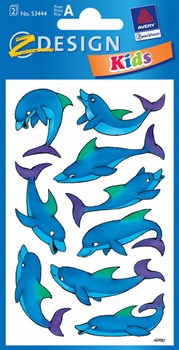 Z-Design 53444, Kids - Sticker aus Papier mit Glimmerstaub Motiv Delphine, 2 Bögen