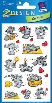 Z-Design 53577, Creative - Sticker aus bunt bedrucktem Papier Motiv Mäuse, 3 Bögen