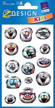 Z-Design 53589, Kids - Sticker aus bunt bedrucktem Papier für Kids Motiv Fußballgesichter, 3 Bögen