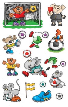 Z-Design 53598, Kids - Papier Sticker, Motiv fußballspielende Tiere, 3 Bogen