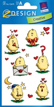 Z-Design 53670, Creative - Sticker aus bunt bedrucktem Papier Liebe Motiv Spatz, 3 Bögen