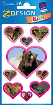 Z-Design 53694, Kids - Papier Sticker, Motiv Pferdefoto Herz, 2 Bogen