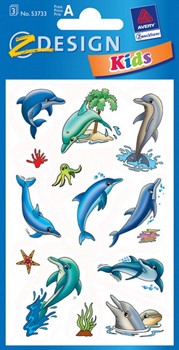 Z-Design 53733, Kids - Sticker aus bunt bedrucktem Papier für Kids Motiv Delfine, 3 Bögen