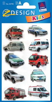 Z-Design 53745, Kids - 3D-Sticker für Kids aus geprägter Folie Motiv Polizeiauto, 1 Bogen