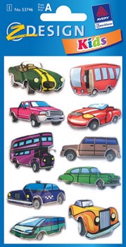 Z-Design 53746, Kids - 3D-Sticker für Kids aus geprägter Folie Motiv verschiedene Autos, 1 Bogen