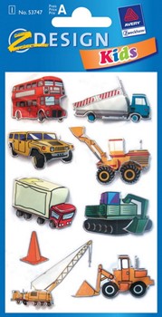 Z-Design 53747, Kids - 3D-Sticker für Kids aus geprägter Folie Motiv Baustellenfahrzeuge, 1 Bogen