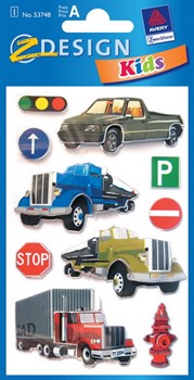 Z-Design 53748, Kids - 3D-Sticker für Kids aus geprägter Folie Motiv Trucks, 1 Bogen