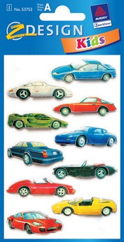 Z-Design 53752, Kids - 3D-Sticker für Kids aus geprägter Folie Motiv Sportwagen, 1 Bogen