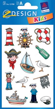 Z-Design 53788, Kids - Sticker aus bunt bedrucktem Papier für Kids Motiv Kapitän, 3 Bögen