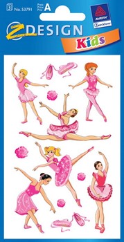 Z-Design 53791, Kids - Sticker aus bunt bedrucktem Papier für Kids Motiv Ballerina, 3 Bögen