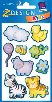Z-Design 53796, Kids - 3D-Sticker für Kids aus diversen Papierschichten Motiv Collage III, 1 Bogen