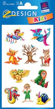 Z-Design 53842, Kids - Papier Sticker, Motiv Fabelwesen, beglimmert, 2 Bogen