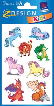 Z-Design 53846, Kids - Papier Sticker, Motiv tier. Zauber, beglimmert, 2 Bogen