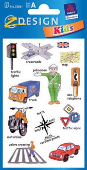 Z-Design 53861, Kids - Englisch-Lern-Sticker, Motiv Verkehr, 3 Bogen