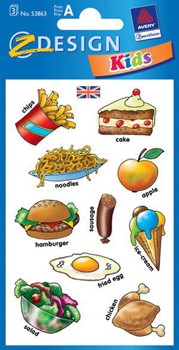Z-Design 53863, Kids - Englisch-Lern-Sticker, Motiv Speisen, 3 Bogen