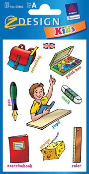 Z-Design 53866, Kids - Englisch-Lern-Sticker, Motiv Schule, 3 Bogen