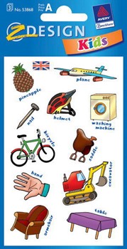Z-Design 53868, Kids - Englisch-Lern-Sticker, Motiv Alltag, 3 Bogen