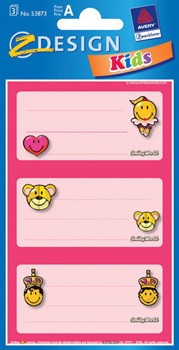 Z-Design 53873, School - Buchetiketten, Motiv Smiley Girls, 3 Bogen
