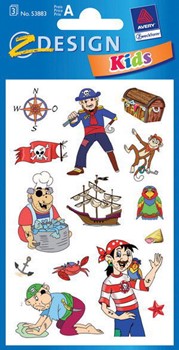 Z-Design 53883, Kids - Papier Sticker, Motiv Pirat Pepe, 3 Bogen