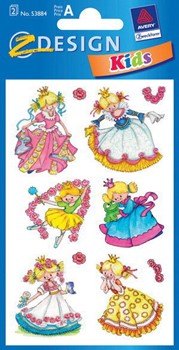 Z-Design 53884, Kids - Papier Sticker, Motiv Prinzessin Lilly, beglimmert, 2 Bogen