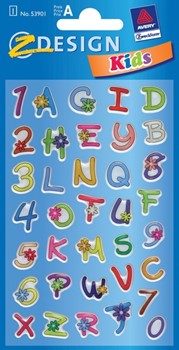 Z-Design 53901, Kids - Puffy Sticker, Motiv ABC mit Blumen, 1 Bogen