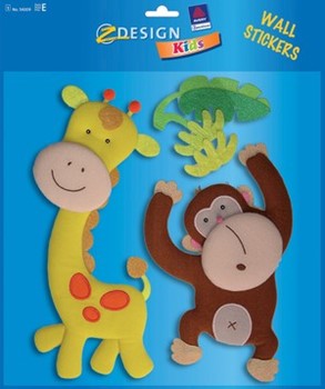 Z-Design 54009, Kids - 3D Plüsch-Wandsticker, Motiv Dschungel, 1 Bogen