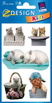 Z-Design 54046, Kids - Papier Sticker, Motiv Tierbaby Katze, 3 Bogen