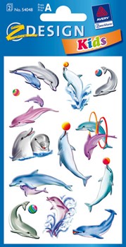 Z-Design 54048, Kids - Papier Sticker, Motiv Delphine, beglimmert, 2 Bogen