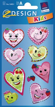 Z-Design 54051, Kids - 3D Sticker, Motiv Herzen, beglimmert, 1 Bogen