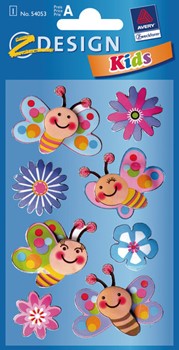 Z-Design 54053, Kids - 3D Sticker, Motiv Blumen + Schmetterlinge, 1 Bogen