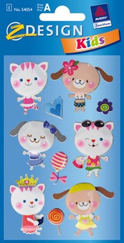 Z-Design 54054, Kids - 3D Sticker, Motiv Katze + Hund, 1 Bogen