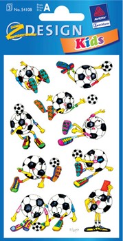 Z-Design 54108, Kids - Papier Sticker, Motiv WM witzige Fußbälle, 3 Bogen