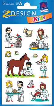 Z-Design 54135, Kids - Papier Sticker, Motiv Tierklinik, beglimmert, 2 Bogen