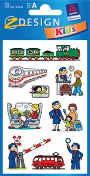 Z-Design 54141, Kids - Papier Sticker, Motiv Bahn, 3 Bogen