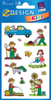 Z-Design 54142, Kids - Papier Sticker, Motiv Gärtner, beglimmert, 2 Bogen