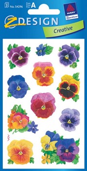 Z-Design 54296, Creative - Blumen-Sticker aus bunt bedrucktem Papier Motiv Stiefmütterchen, 3 Bögen