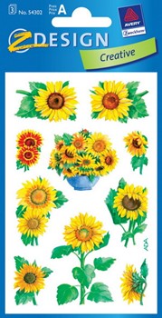 Z-Design 54302, Creative - Blumen-Sticker aus bunt bedrucktem Papier Motiv Sonnenblumen, 3 Bögen