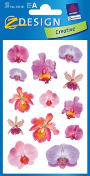 Z-Design 54318, Creative - Blumen-Sticker aus bunt bedrucktem Papier Motiv Orchideen, 3 Bögen