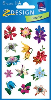 Z-Design 54323, Creative - Blumen-Sticker aus bunt bedrucktem Papier Motiv Clematis, 3 Bögen